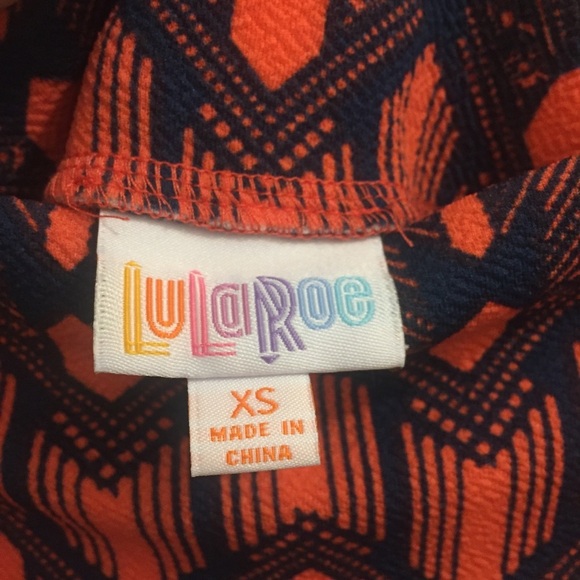 NWT Lularoe Cassie Pencil Skirt XS Arrow Chevron blue orange coral white - Picture 4 of 7